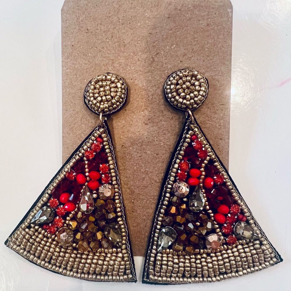 Pizza Beaded Statement Earrings NEW